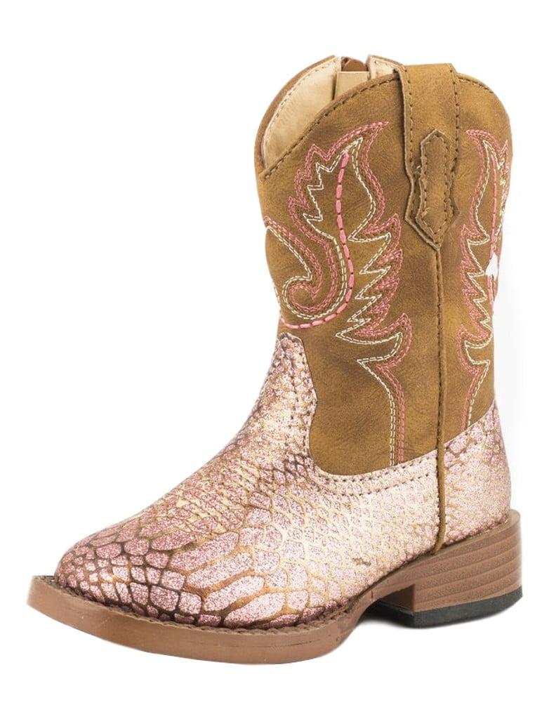 Roper Western Boots Girls Glitz Ostrich Pink 0901719010995 PI
