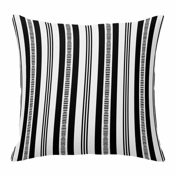 Throw Pillow Covers, Black Striped 24x24 Pillow Covers for Couch/Sofa/Bed, Modern Farmhouse Geometric Thine Stripes Decorative Square Linen Cushion Pillowcase for Home Decor