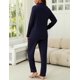 thumbnail image 4 of Conjunto de pijama ZMJ Modal Manga Larga Camisa y Pantalones Azul Marino S, 4 of 7