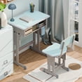 thumbnail image 3 of Happydeer Table Chair Set with Storage Drawer 2Pcs/Set Study Desk Chair Set Height Adjustable with Backpack Hook, Blue, 3 of 6