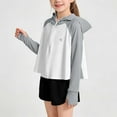 thumbnail image 4 of Girls Sun Jacket UPF50+ Long Sleeve Zip Up Hoodie Coat Fishing Hiking UV-Protection Light Cropped Outwear (1-2 Years, Gray), 4 of 8