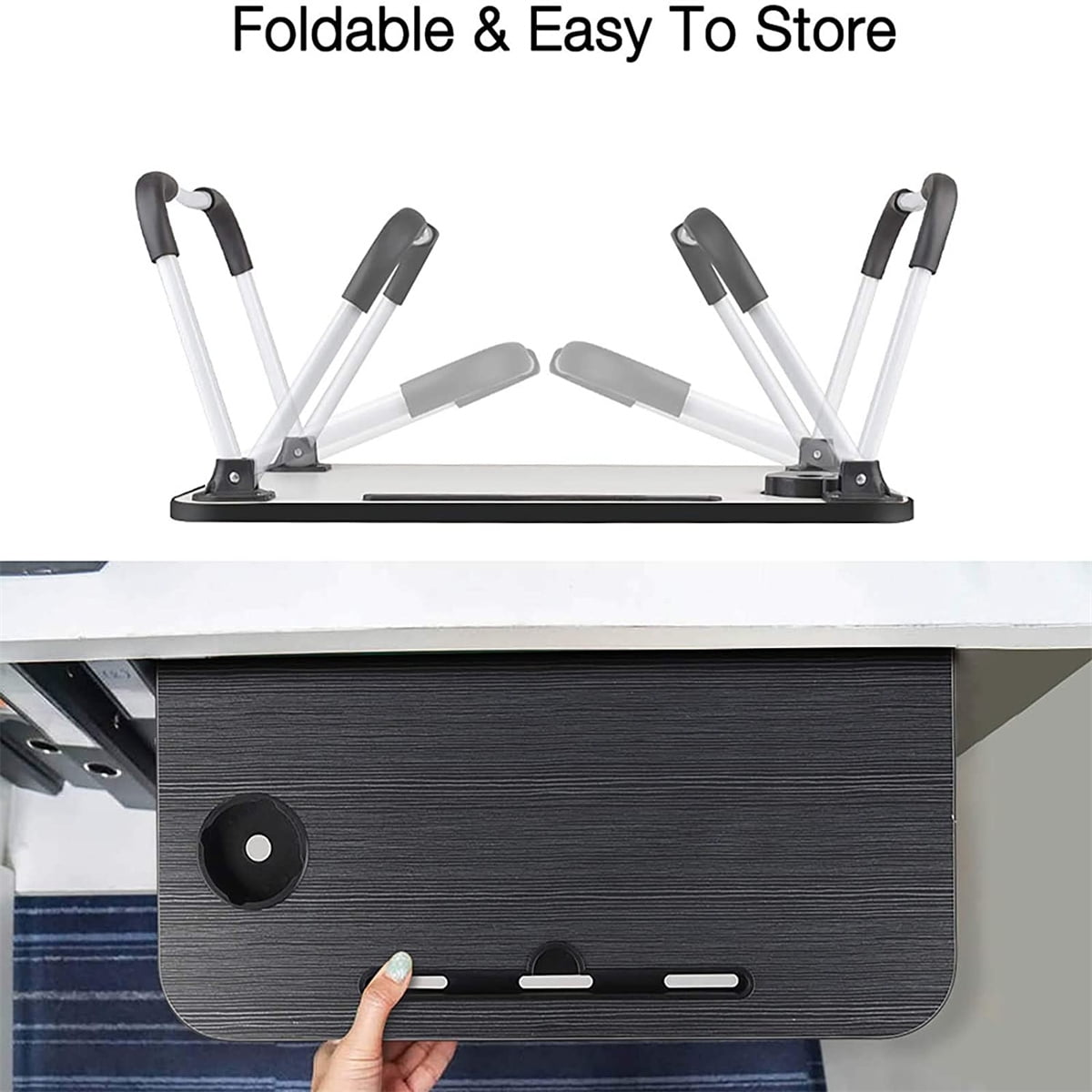 Foldable Laptop Lap Desk, Portable Computer Bed Table Tray with Phone Stand and Cup Holder for Sofa Couch Breakfast Dining