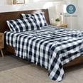 thumbnail image 3 of Bare Home Ultra-Soft Sheet Set - Premium 1800 Collection - Deep Pockets - 4-Pieces - Queen, Gingham Blue, 3 of 8