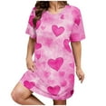 thumbnail image 1 of siminseming Nuisettes et Chemises de Nuit de Noël pour Femmes Grande Taille Robe de Nuit Décontractée pour Femmes Grande Taille Imprimé Cœur Manches Courtes Col Rond Extensibilité Moyenne Nuisette Ample Robe de Nuit de la Saint-Valentin, 1 of 4