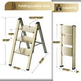 thumbnail image 7 of 3 Step Lightweight Folding Ladder for Home, 330lbs Aluminum Step Ladder Anti-Slip for Kitchen, Step Stool Foldable Adults for Closet, 330lbs - Champagne Gold, 7 of 7