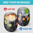 thumbnail image 4 of 12oz Stemless Wine Tumblers Black Christmas Ornament Pattern Vacuum Insulated Stainless Steel Travel Tumbler Cups Mug with Lid and Straw for Champaign,Cocktail,Beer with Cleaning Brush, 4 of 5