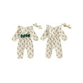 thumbnail image 2 of Baby Toddler Girl Christmas Outfit, 0 3 6 9 12 18 Months Reindeer Print Ruffle Long Sleeve Full Length Romper with Bow Headband 2 Piece Clothing Set, 2 of 9