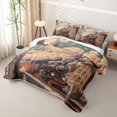 thumbnail image 3 of Castle Fairy Vintage Steam Train Quilt Full,Town Cloudscape Full Bedspread Sets for Themed Bedroom,Red Black, 3 of 7