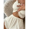 thumbnail image 3 of 2 Piece Outfits for Women Y2k Lounge Set Cute Lace Trim Split Shorts Pajama Sets Summer Camisole Sleepwear Milky L, 3 of 7