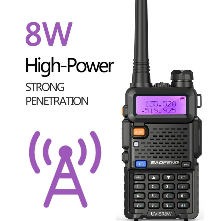 BaoFeng UV-5R 8W Ham Radio Handheld UV5R Dual Band Long Range Walkie  Talkies Two Way Radio Portable Tri-Power Radio(Black-8W 1Pack)