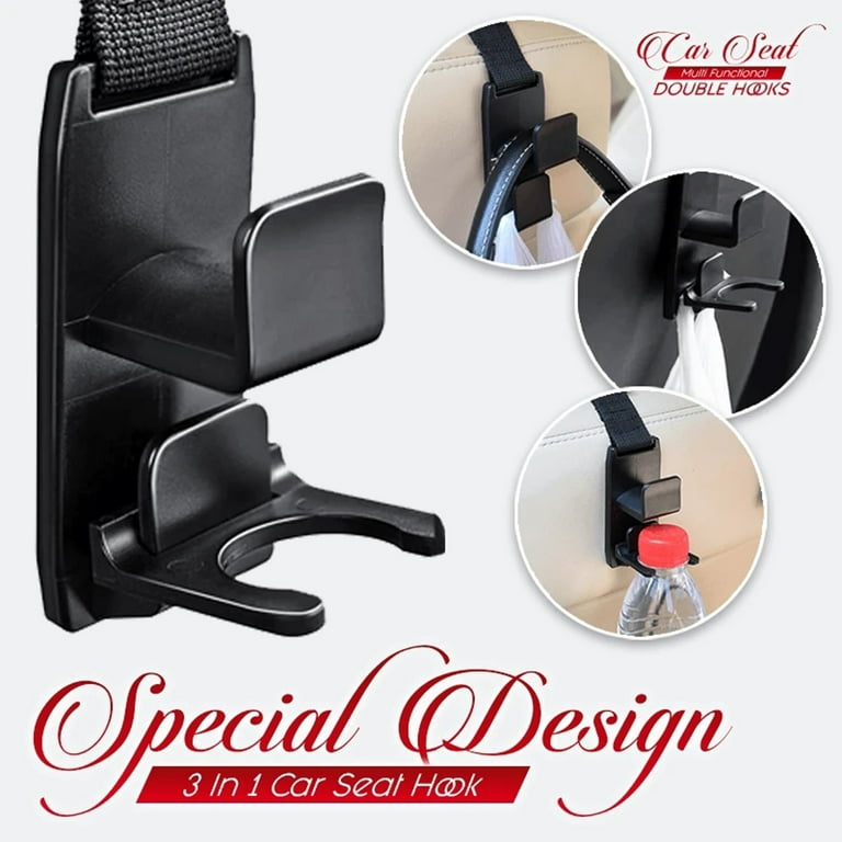 Interior Delights 3-in-1 Design Car Seat Multi-Functional Double Hook Black Trim  Restorer Automotive 