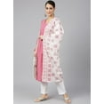 thumbnail image 3 of Janasya Indian Women's Pink Cotton Block Print Kurta with Pant and Dupatta, 3 of 10
