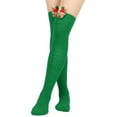 thumbnail image 2 of Odeerbi Christmas Socks for Women Thigh High Socks Long Tube Knee Socks Striped Garter Cute Accessories Party Red, 2 of 5