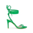 thumbnail image 3 of BLISSFUL STEP Women's Strappy Lace Up Slingback Open Toe Stiletto Heel Sandals Green 11, 3 of 7