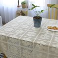 thumbnail image 1 of Rustic Handmade Crochet Floral Tablecloth Decorative Flower Lace Table Cloth Cover for Kitchen Dinning Wedding Party Decoration (Beige, 55"x79"), 1 of 5