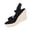 Shoes # Black, variant on Wedge Sandals for Women Open Toe Espadrille Chunky Sole Tie Up Ankle Wrap Ribbon Lace Slingback Summer Boho Vacation Beach Party Chic Trendy Elevated Footwear