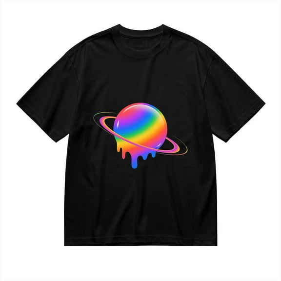 Black T Shirts for Men, Rainbow Sphere, Color Burst Graphic Mens Graphic Tees, 24898521,S