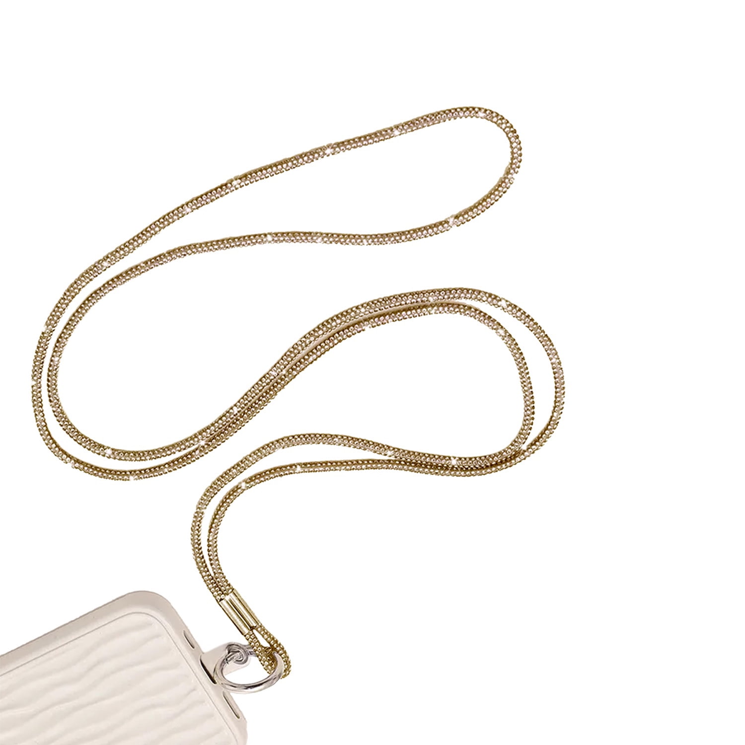 Crystal Charm Neck Strap for Keys and Accessories - Gold