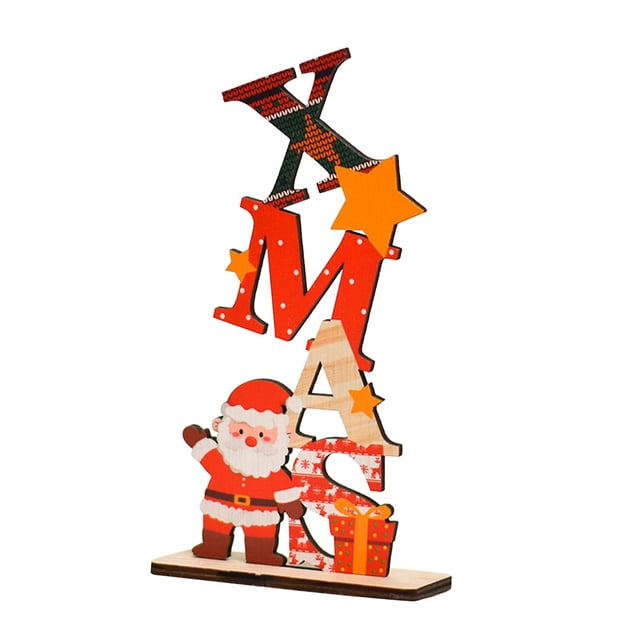 Decoración de mesa navideña, centro de mesa de Navidad, juguetes decorativos de bricolaje, letrero de letras de madera para vacaciones, decoración, Macarena Centros de mesa de escritorio