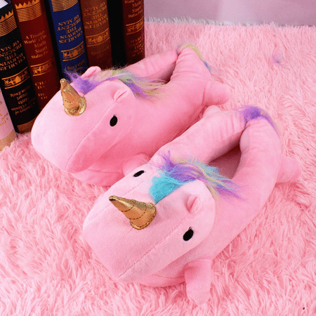 Lovely Unisex 3d Unicorn Fluffy Slippers Home Bedroom Fluffy Indoor Foot Warmer Shoes Warmer Slippers Winter Cartoon Cute White Pink Purple