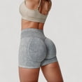 thumbnail image 5 of Women's Ribbed Seamless Biker Shorts with Stretch Fabric and Smooth Fit - Medium, Gray, 5 of 7