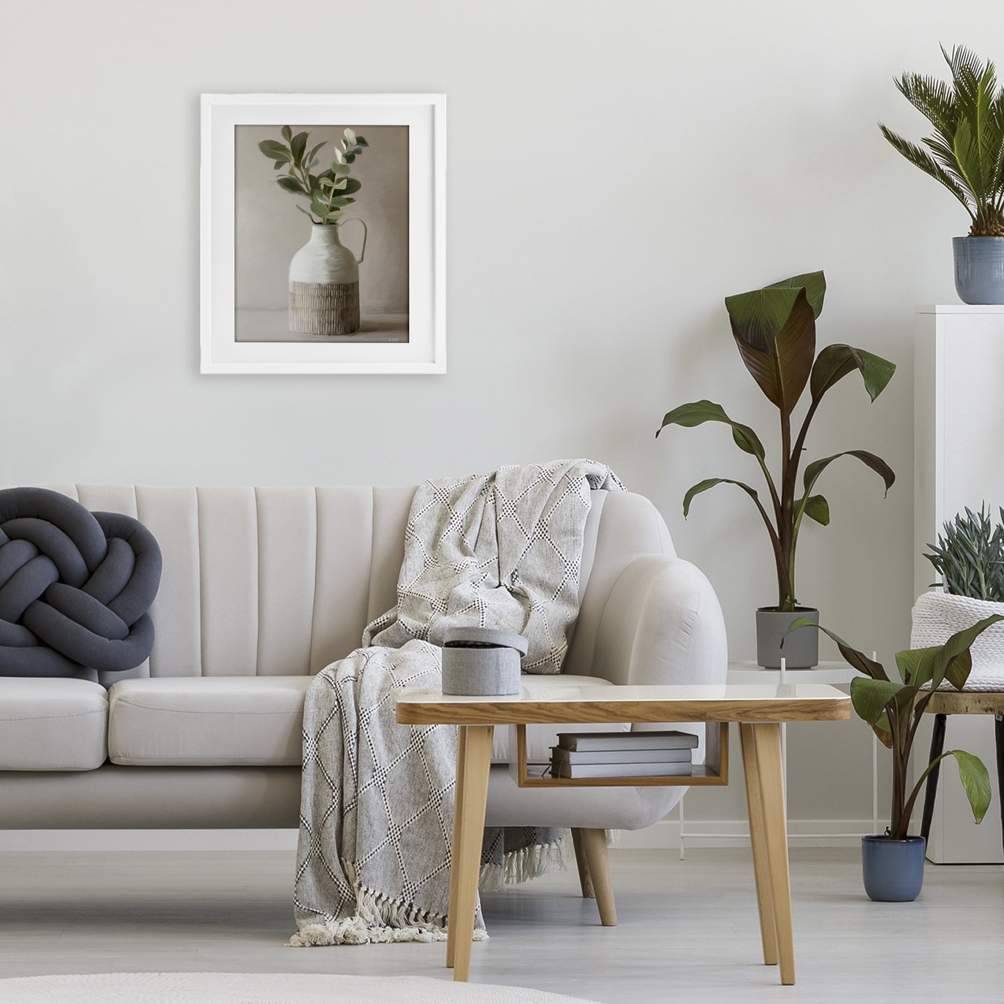 Stupell Industries Eucalyptus In Vase White Framed Print Under Glass, design by House Fenway