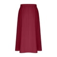 thumbnail image 5 of Flowy Skirt Midi Length Elastic High Waist A-Line Skirt with Pockets, Summer Solid Color Drawstring Side Pocket Casual Loose Skirt, Limited Time Off, 5 of 5