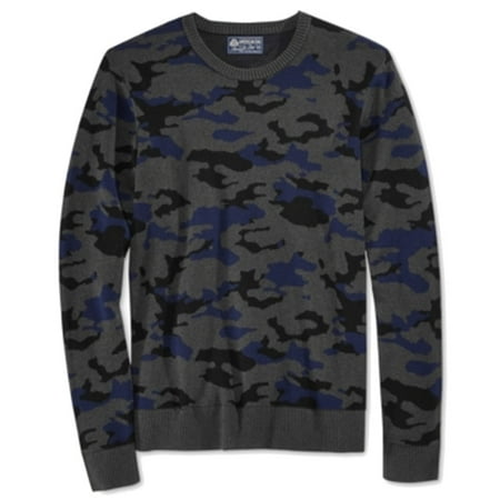 - american rag new gray navy mens size large l crewneck camo sweater