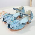 thumbnail image 4 of OSOLU Girls Sandals Closed Toe Heels Wedding Party Shoes Sequins Bow For Toddler Newborn Holiday Shoes, 10-10.5 Years, 4 of 4