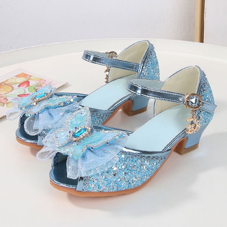 Liyamei Girls Sandals Closed Toe Heels Wedding Party Shoes Sequins Bow For  Toddler Girls Dress Sandals Size Gold 11.5-12 Years