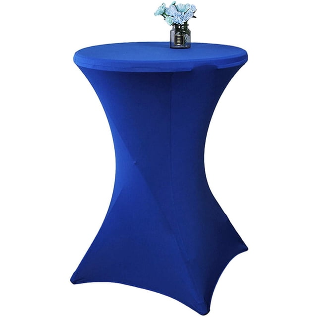 Nappe Ronde Cocktail Spandex Élastique Extensible Couverture de Table Décorative 24 x 43 Pouces Bleu Royal