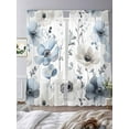 thumbnail image 3 of Spring Floral Sheer Curtains for Living Room Bedroom, Light-filtering Sheer Curtain, Watercolor Grey Blue Flower Retro Rod Pocket Voile Window Treatment Drapes, 52’’Wx84’’L, 2 Panels Set, 3 of 7