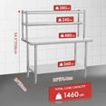 thumbnail image 2 of Stainless Steel Table with Overshelves, 48" X 24" Commercial Work Table with 48" X 12" Shelf, Metal Kitchen Prep Table & Shelving Combo, 2 of 7