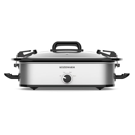 Slow Cooker, 3.5 Qt Stainless Steel Electric Slow Cooker with Locking Lid, Non-Toxic&Dishwasher Safe, Low/High/Warm Modes, Square Design for 4+ Families-Silver