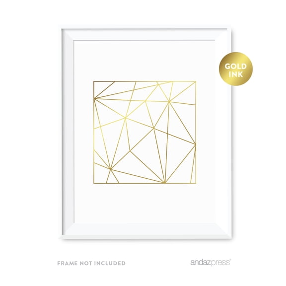 Geometric Shapes Origami Wall Art Metallic Gold Ink Print