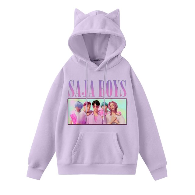 Pop cazadora para niña Demon Hunters Women's Fashion Cat-Ear Crop Top Hooded Sweatshirt (Purple)