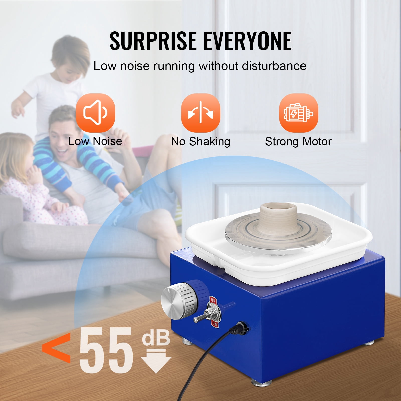 KFFKFF Mini Ceramic Wheel Pottery Wheel Sculpting Tools Apron Two Turntables 30W