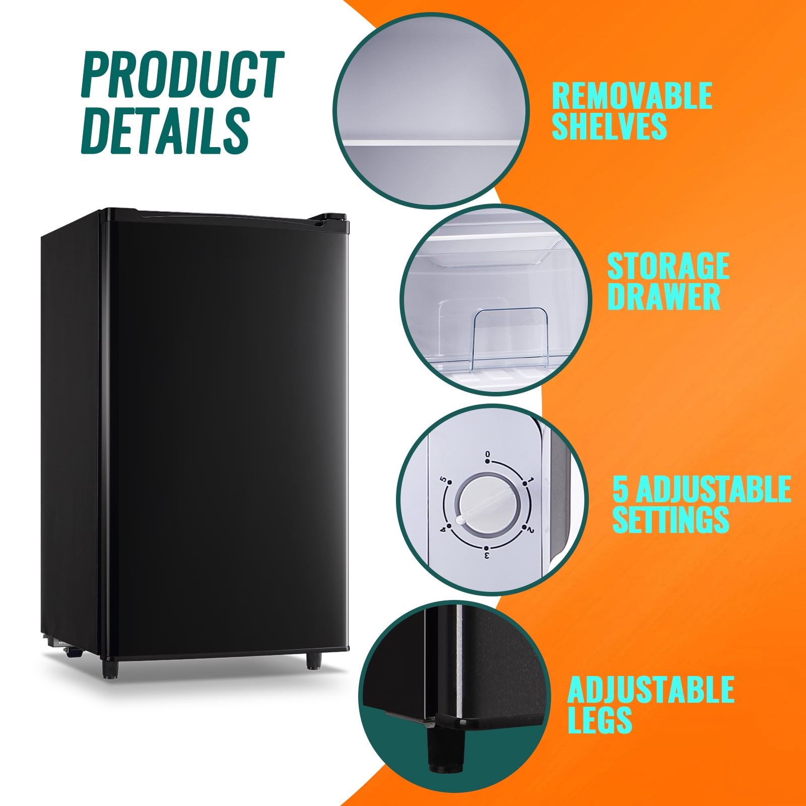 Tacool 3.2 Cu.ft Mini Fridge with Freezer, Single Door Small Refrigerator Black, New