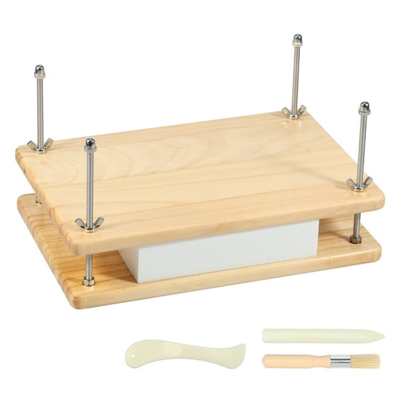 Austok Bamboo Wood Book Press Rectangle Book Press Bookbinding Portable Book Binding Press Reusable Book Press Tool Manual Book Binding Kits for Bookbinding Supplies