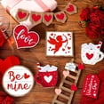 thumbnail image 7 of 12 Pcs Valentine's Day Tiered Tray Decor Set Trendy Wood Valentine's Day Table Decorations Tabletop Wooden Romantic Sweet Red Love Heart Table Signs for Wedding Party Gift, 7 of 7