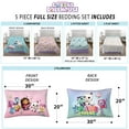 thumbnail image 2 of Gabby's Dollhouse Kids 5 Piece Teal Blue White Reversible Comforter, Bed in a Bag, Full, 2 of 7