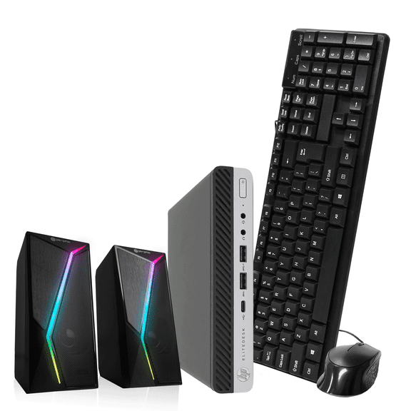 Restored HP EliteDesk 800 G5 Micro, i7-9500T CPU, 32GB RAM, 1TB NVMe SSD, Win 11 Pro, WiFi, Bluetooth 5G, Wired Keyboard & Mouse, RGB Speakers – Blair Tech (Refurbished)