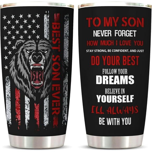 Gifts for Son Tumbler 1PC, Son Gifts, Son Gift from Mom/Dad, To My Son Mug, Adult Son Gift Ideas, Birthday Gifts for Son, Son Christmas Graduation Gifts, Best Son Ever Gifts Coffee Cup 20oz