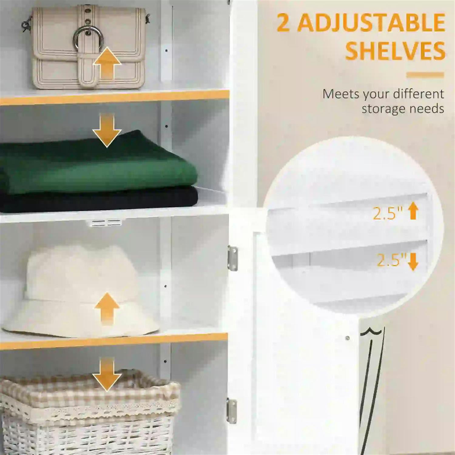 Demi Bonn 36" Bathroom Floor Cabinet, Freestanding Storage Cabinet with Adjustable Shelf and Doors, for Living room, Entryway, Kitchen, White