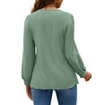 thumbnail image 5 of SHINE UP Long Sleeve Shirts for Women Casual Eyelet Top Crewneck Blouses, 5 of 9