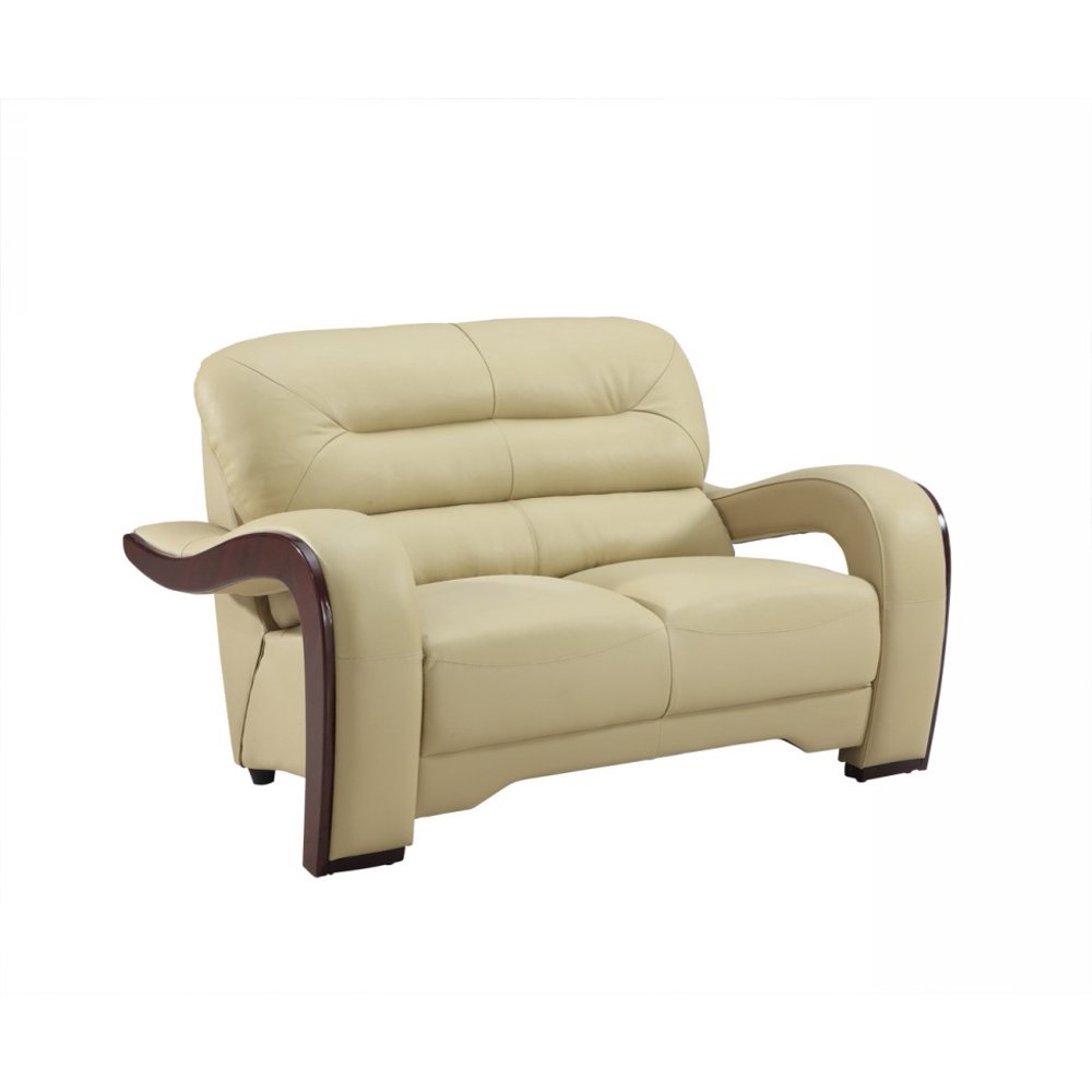 36" Glamorous Beige Leather Loveseat