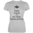 thumbnail image 1 of Keep Calm First Graduation Heather Grey Juniors Soft T-Shirt, 1 of 1