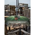 thumbnail image 2 of Outdoor Tablecloth with Umbrella Hole for Patio/Picnic/Party/Camping, Dark Green Ocean Waves Waterproof Table Cloth Round Cover Washable, Summer Beach Coastal Abstract (Dia 54"), 2 of 8