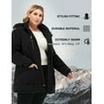 thumbnail image 2 of Soularge Women's Plus Size Puffer Jacket Quilted Winter Coat Warm Hooded Winter Jacket Black 3X, 2 of 8