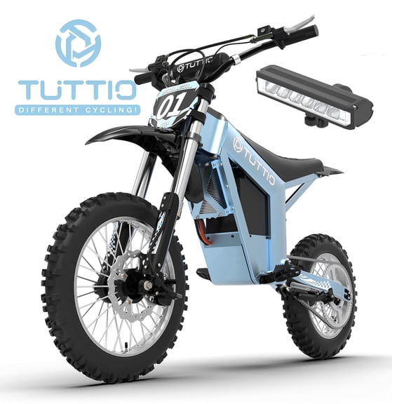 TUTTIO Soleil01GB 3000W Adult Electric Dirt Bike, 48V 21Ah Long-Range Battery, 40MPH Max Speed, 3-Speed All-Terrain Off-Road E-Motorcycle, UL 2849 Certified, Glacier Blue